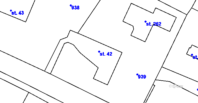 Parcela st. 42 v KÚ Bolina, Katastrální mapa