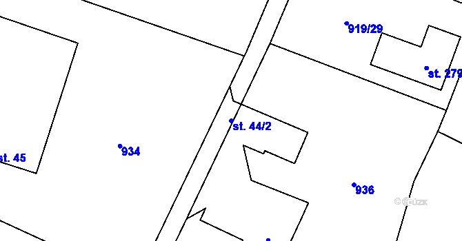 Parcela st. 44/2 v KÚ Bolina, Katastrální mapa