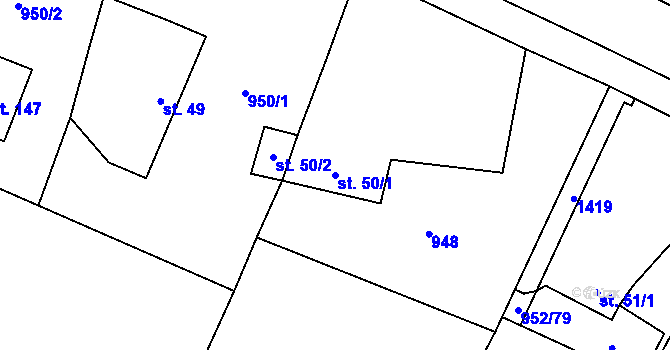 Parcela st. 50/1 v KÚ Bolina, Katastrální mapa
