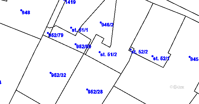 Parcela st. 51/2 v KÚ Bolina, Katastrální mapa