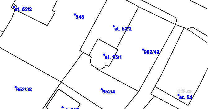 Parcela st. 53/1 v KÚ Bolina, Katastrální mapa