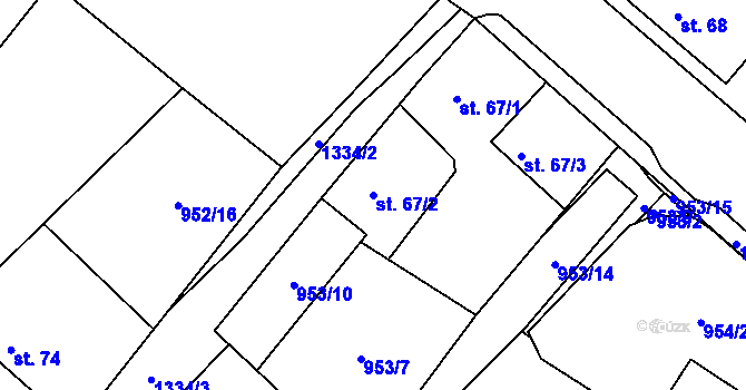 Parcela st. 67/2 v KÚ Bolina, Katastrální mapa