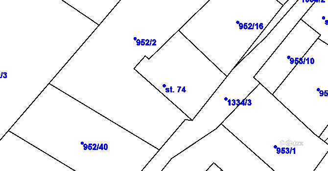 Parcela st. 74 v KÚ Bolina, Katastrální mapa