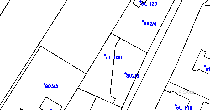 Parcela st. 100 v KÚ Bolina, Katastrální mapa