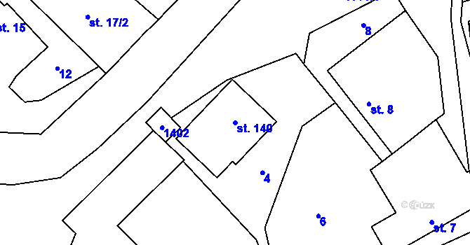 Parcela st. 140 v KÚ Bolina, Katastrální mapa