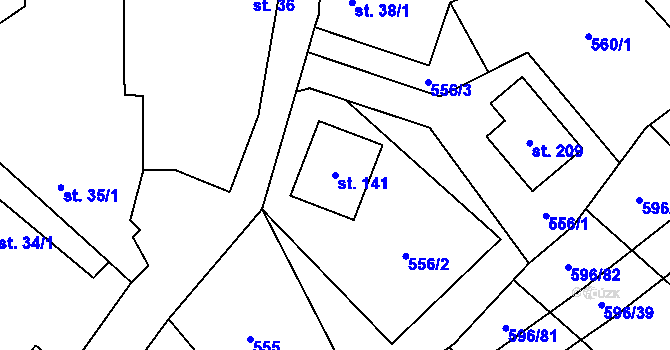 Parcela st. 141 v KÚ Bolina, Katastrální mapa