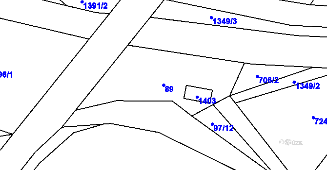 Parcela st. 89 v KÚ Bolina, Katastrální mapa