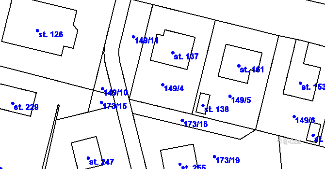 Parcela st. 149/4 v KÚ Bolina, Katastrální mapa