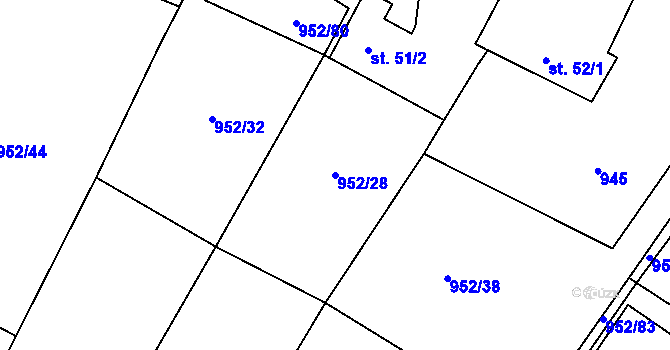 Parcela st. 952/28 v KÚ Bolina, Katastrální mapa