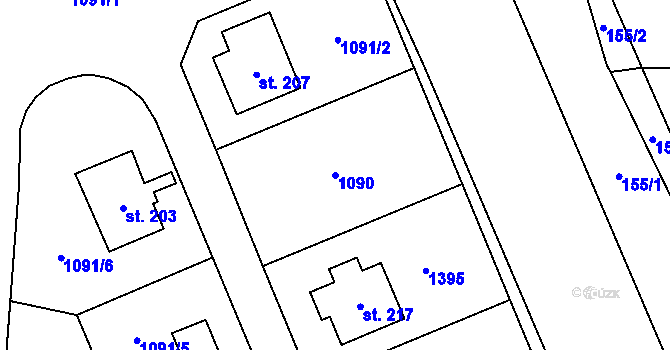 Parcela st. 1090 v KÚ Bolina, Katastrální mapa