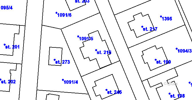 Parcela st. 216 v KÚ Bolina, Katastrální mapa
