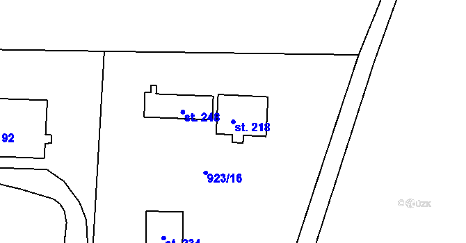Parcela st. 218 v KÚ Bolina, Katastrální mapa