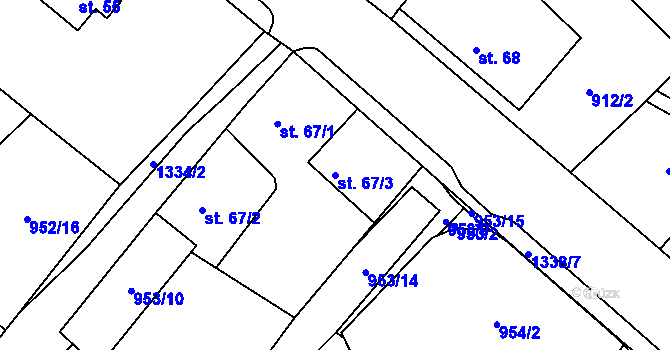 Parcela st. 67/3 v KÚ Bolina, Katastrální mapa