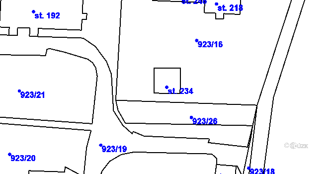 Parcela st. 234 v KÚ Bolina, Katastrální mapa