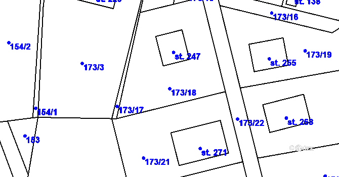 Parcela st. 173/18 v KÚ Bolina, Katastrální mapa