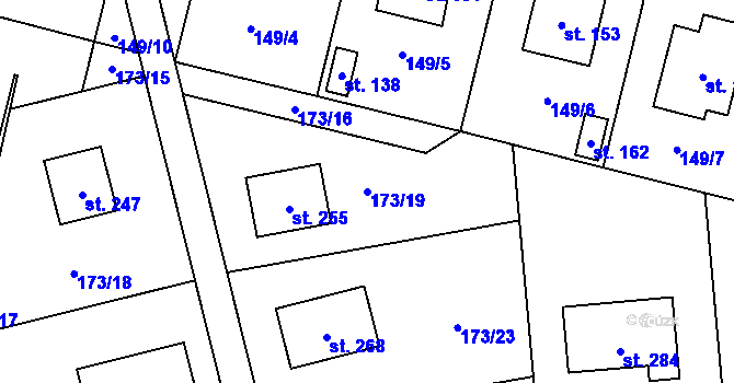 Parcela st. 173/19 v KÚ Bolina, Katastrální mapa