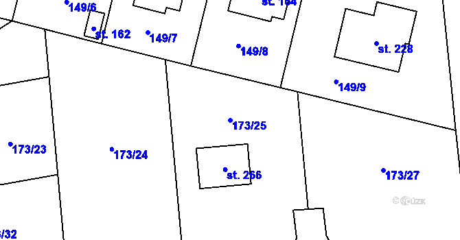 Parcela st. 173/25 v KÚ Bolina, Katastrální mapa