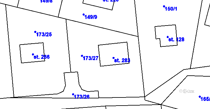 Parcela st. 173/27 v KÚ Bolina, Katastrální mapa