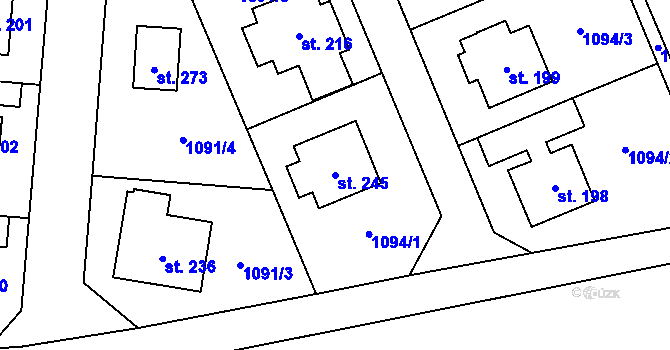 Parcela st. 245 v KÚ Bolina, Katastrální mapa