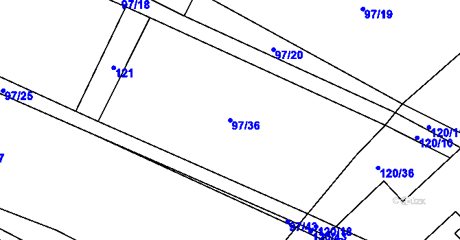 Parcela st. 97/36 v KÚ Bolina, Katastrální mapa