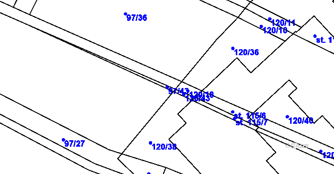 Parcela st. 97/43 v KÚ Bolina, Katastrální mapa