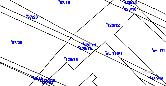 Parcela st. 120/11 v KÚ Bolina, Katastrální mapa