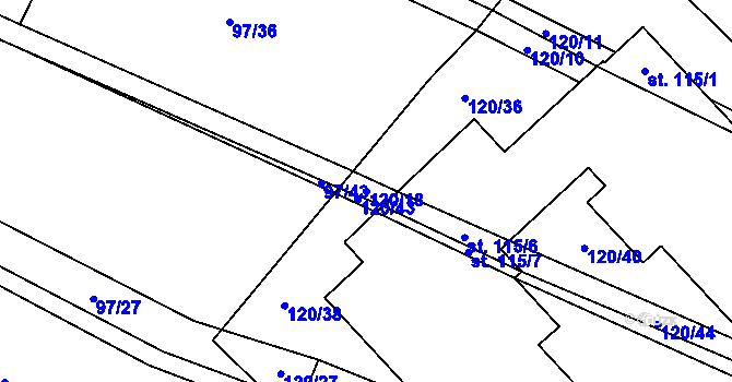 Parcela st. 120/18 v KÚ Bolina, Katastrální mapa