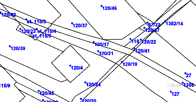 Parcela st. 120/21 v KÚ Bolina, Katastrální mapa