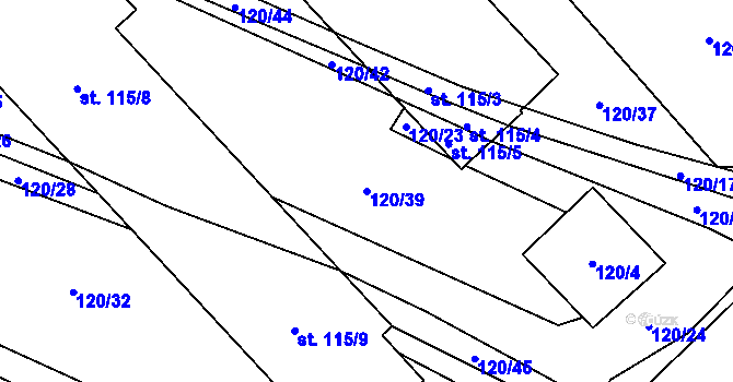 Parcela st. 120/39 v KÚ Bolina, Katastrální mapa
