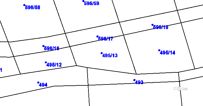 Parcela st. 495/13 v KÚ Bolina, Katastrální mapa