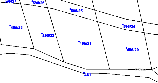 Parcela st. 495/21 v KÚ Bolina, Katastrální mapa