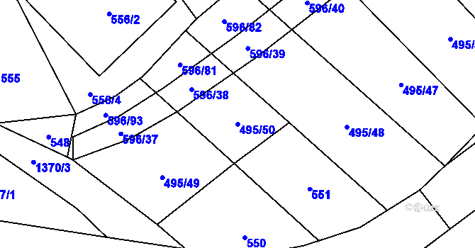 Parcela st. 495/50 v KÚ Bolina, Katastrální mapa