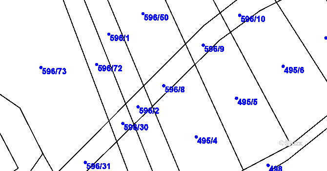 Parcela st. 596/8 v KÚ Bolina, Katastrální mapa