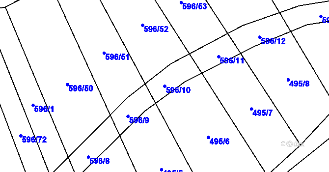 Parcela st. 596/10 v KÚ Bolina, Katastrální mapa