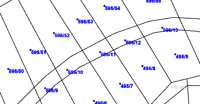 Parcela st. 596/11 v KÚ Bolina, Katastrální mapa