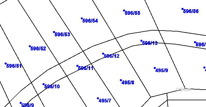 Parcela st. 596/12 v KÚ Bolina, Katastrální mapa
