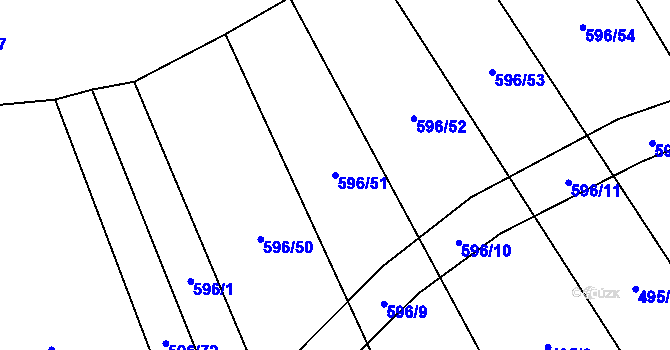 Parcela st. 596/51 v KÚ Bolina, Katastrální mapa