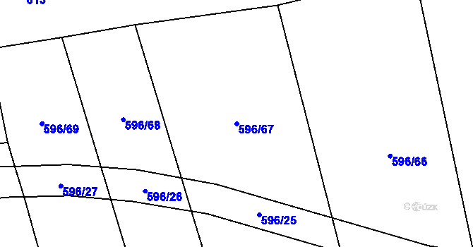 Parcela st. 596/67 v KÚ Bolina, Katastrální mapa