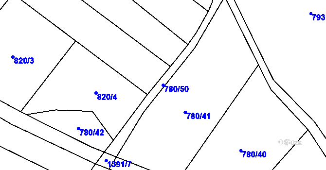 Parcela st. 780/50 v KÚ Bolina, Katastrální mapa