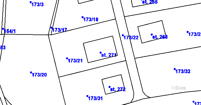 Parcela st. 271 v KÚ Bolina, Katastrální mapa