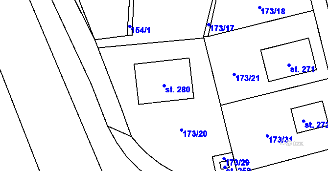 Parcela st. 280 v KÚ Bolina, Katastrální mapa