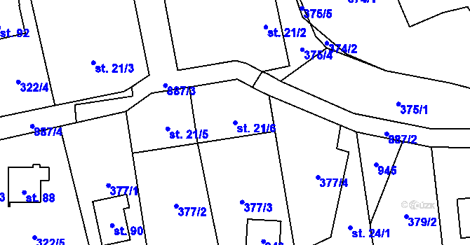 Parcela st. 21/6 v KÚ Bonkovice, Katastrální mapa