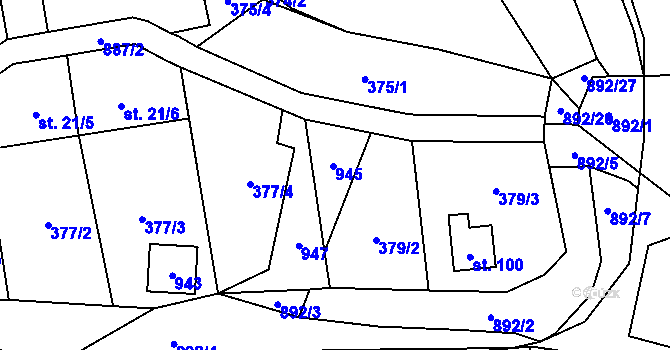 Parcela st. 24/2 v KÚ Bonkovice, Katastrální mapa