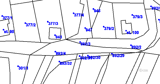 Parcela st. 892/3 v KÚ Bonkovice, Katastrální mapa