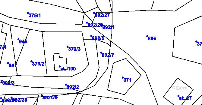 Parcela st. 892/7 v KÚ Bonkovice, Katastrální mapa