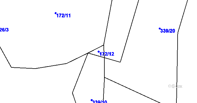 Parcela st. 172/12 v KÚ Bonkovice, Katastrální mapa