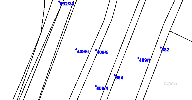Parcela st. 409/5 v KÚ Bonkovice, Katastrální mapa