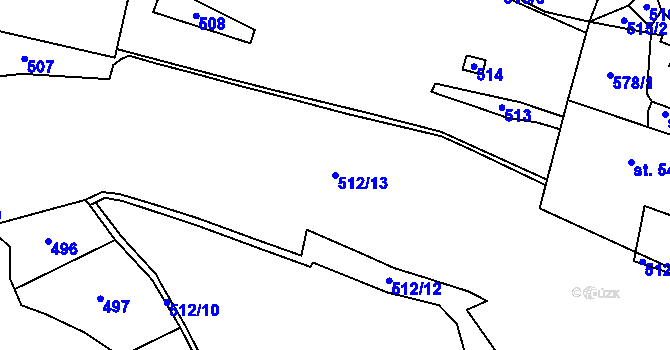 Parcela st. 512/13 v KÚ Bonkovice, Katastrální mapa