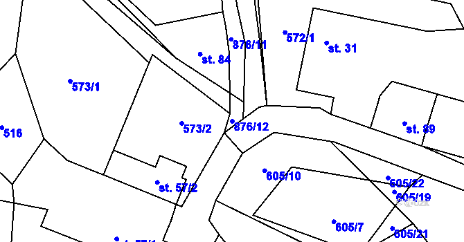 Parcela st. 876/12 v KÚ Bonkovice, Katastrální mapa