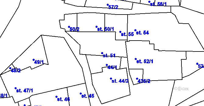 Parcela st. 51 v KÚ Boňov, Katastrální mapa